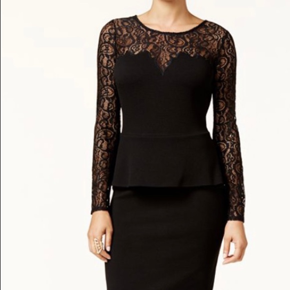 Thalia by Sodi Cocktail Dress. Lace/peplum detail.